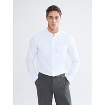 Lcwaıkıkı Classic Beyaz Regular Fit Hakim Yaka Uzun Kollu Erkek Gömlek