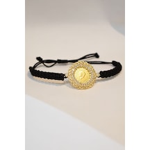 Yenigün Kuyumculuk 22 Ayar Çeyrek Altın Siyah Ipli Bileklik