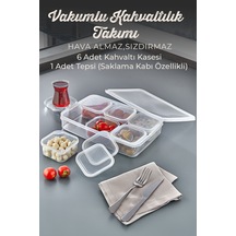 7 Parça Vakum Kapaklı Sızdırmaz Hava Almaz Kahvaltıık Seti - Kahvaltılık Şeffaf
