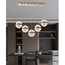 Barkın 5'li 37 Watt Sıralı Gold Ledli Modern Salon Avize Gold