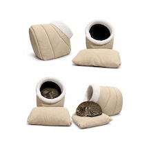 İçi Çıkarılabilir Yastıklı Kedi Ve Küçük Köpek Evi Krem-21137