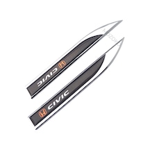 Yüksek Kaliteli Honda Civic Logolu 3d Metal Krom Çamurluk Üstü Yan Amblem Seti 2 Adet