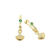 Deniz Kabuğu Taşlı Sallantılı Altın Küpe Kp0005 N11.9170