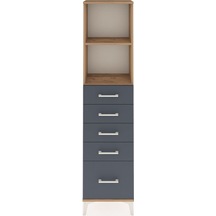 Arges Dolap 2 Raflı 5 Çekmeceli 44x30x182 Çam-antrasit Atlas Çam