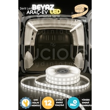 Lumidrive 5m Beyaz 12v Şerit Led Araç İçi Ultra Aydınlatma, 300 Çipli, Kesilebilir & Kablolu