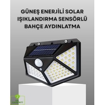 Mey İthalat 100 Led Solar Lamba Hareket Algılamalı Bahçe Duvar Dış Mekan Aydınlatma