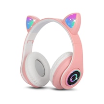 Çocuk Kulaklık, Kız Çocukları Bluetooth Kulak Üstü Sevimli Kedi Kulaklı Çocuk Kulaklığı Led Işıklı, Katlanabilir Kablosuz Çocuk Kulaklık Erkek Yetişkinler İçin Okul/tablet/pc/telefon