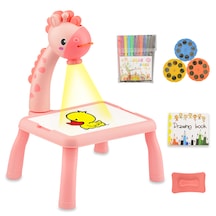 Zürafa Boyama Masası Çizim Tahtası Projektör Yazma Kurulu Masa Pembe