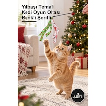 3 Adet Yılbaşı Temalı Kedi Oyun Oltası Renkli Şeritli