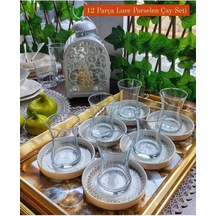 Luce 12 Parça Porselen Tabaklı 6 Kişilik Çay Seti-11141 Diğer