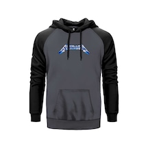 Metallica Logo Blue Gri Renk Reglan Kol Sweatshirt Gri