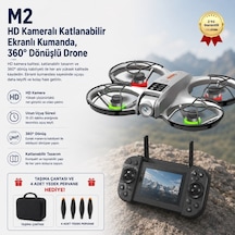 M2 Hd Kameralı Katlanabilir Ekranlı Kumanda, Wi-fi Görüntü Aktarımı Ve 360 Dönüşlü Taşınabilir Kompakt Drone-1698
