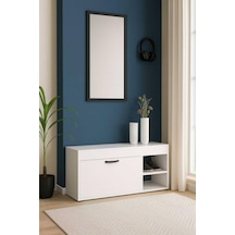 Reyo Falez Ahşap Ayakkabılık, Çok Amaçlı Dolap Beyaz Beyaz