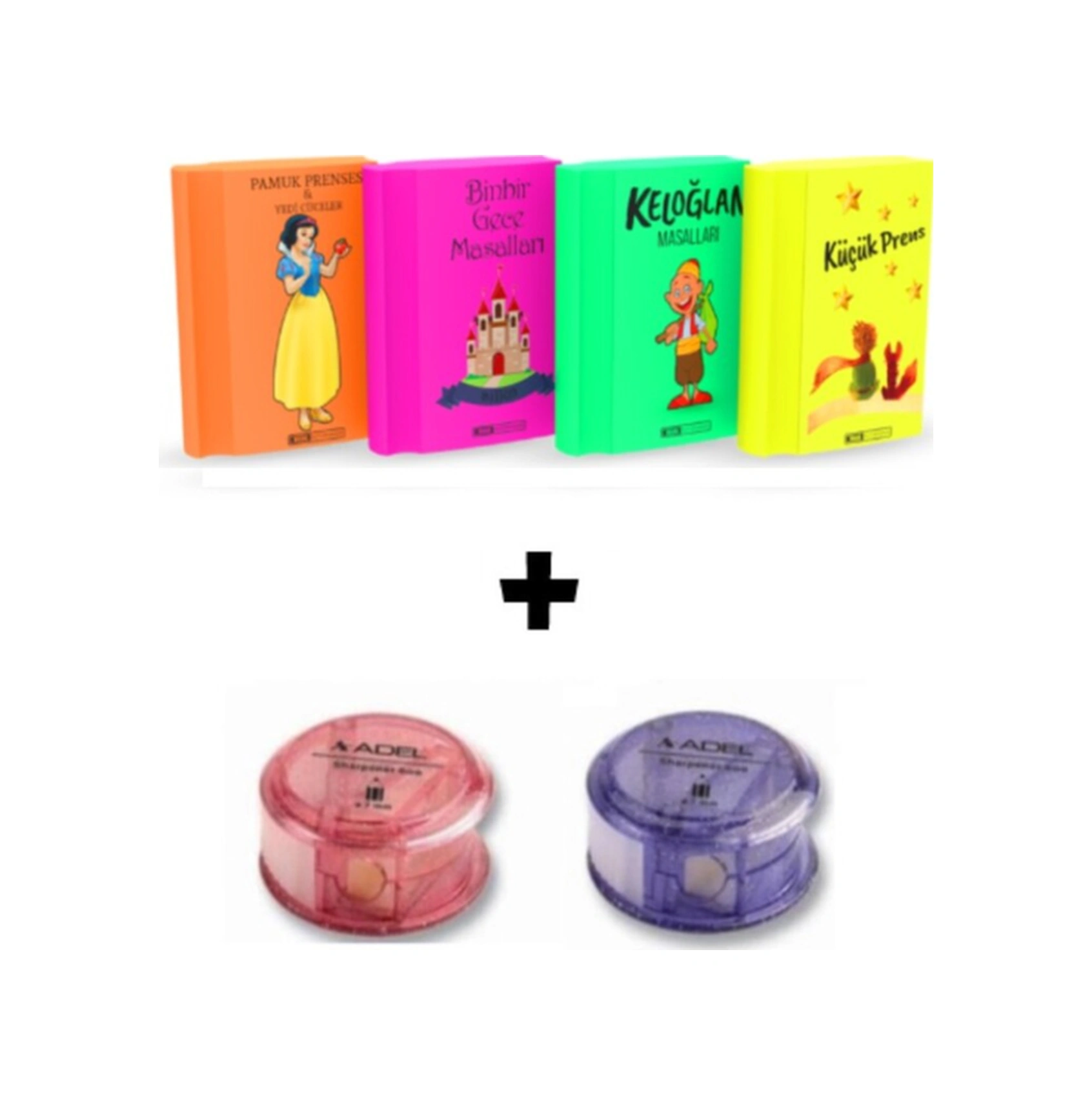 Art.21 Silka 4 Adet Neon Kitap Silgi Ve 2 Adet Simli Kalemtraş Seti 2