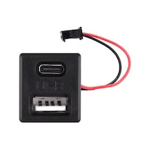 Devremarkt Type-c / Usb A Dişi Soket Kavisli 2 Pin 10cm Kablo Jst Çift Usb 5v 2a Panel Montaj Cep Tel Tablet