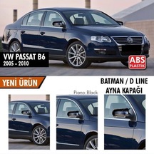 Volksvogen Passat B6 2005-2010 Uyumlu Batman Yarasa Ayna Kapağı Piano Black Abs Plastik
