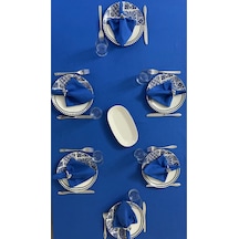 Sıvı Geçirmez Dertsiz Masa Örtüsü Saks Mavi 13 Parça Set Sıvı Geçirmez Dertsiz Masa Örtüsü Saks Mavi 13 Parça Set