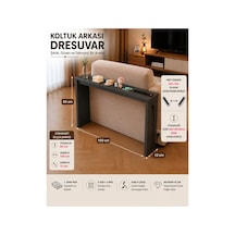 Café Royale Vintage & Usb-tech Konsol Raf - 3 Usb + 4 Priz Girişli Mdf Koltuk Arkası Raf Dresuar Antrasit 100x85x12