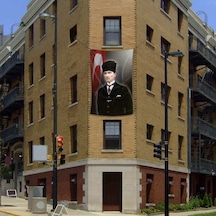 Kalpaklı Gazi Mustafa Kemal Atatürk Poster Dış Cephe Bayrağı - 200x300cm 2 X 3 Metre 1