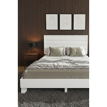 Hüma Yatay Başlıklı Masif Ahşap Karyola Beyaz 100x200