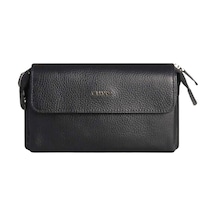 Derije Hakiki Deri Siyah Patlı Erkek El Çantası T753 Siyah