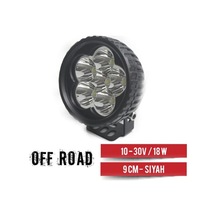 Ahmet Otomotiv Projektör 10-30v 18w Off-road Yuvarlak 9cm Siyah Renk
