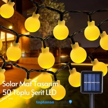 Technosmart Solar 50 Ledli Top 8 Modlu Sarı Işık Bahçe Aydınlatma Dekorasyon Güneş Enerjili