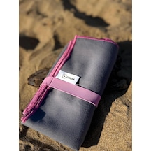 Çift Taraflı Mikrofiber Havlu, Antrasit Gri, 80x130 Cm, Kum Tutmaz, Hızlı Kuruyan, Plaj Spor Seyahat Pembe Overlokl Çok Renkli