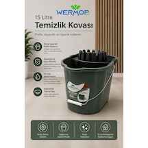 15 Litre Temizlik Kovası Sıkma Aparatlı Mop Kovası - Haki