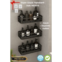3 Lü Banyo Düzenleyici Organizer Şampuanlık Havlupan Askısı Havluluk Siyah Banyo Duş Mutfak Rafı Çok Renkli