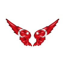 Ay Yıldız Bayrak Sticker Kanata Şeklinde Araba Aynası Için 13Cm