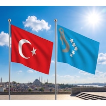 Hazar Kağanlığı Bayrağı Ve Alpaka Kumaş Türk Bayrağı 2'li Set 70x105cm Diğer
