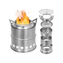 Taşınabilir Paslanmaz Çelik Hafif Odun Sobası Alkol,y27179 Gümüş