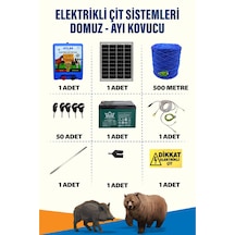 500mt 1-5 Dönüm Domuz Kovucu Elektrikli Çit Sistemi 14a Akü Ve 25w Güneş Panelli