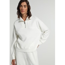 Colin's Colins Regular Fit Fermuarlı Düz Kadın Beyaz Sweatshirt Cl1080743 Q1.v2 Ofw