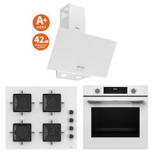 Bosch & Ferre New White City Ultra Sessiz Davlumbaz - 42 DB HUA717BV0T - SS206 - D087-SA Buhar Destekli3 Lü Ankastre Set
