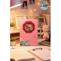 Hediyelik Lüks Oval Desen Kesimli Çizgisiz Not Hatıra Defteri 60 Yaprak 13,5x20,5 Cm Kuş Desen