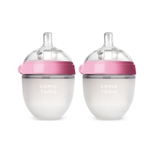 Antikolik Silikon Biberon 2'li 150ml Pembe - Yavaş Akışlı 0-3 Ay Yenidoğan