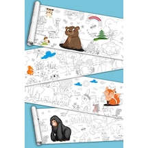 Sina Ticaret Sevimli Dostlar Hayvanlar Alemi Dev Boyama Kağıdı Rulosu, 5 Metre X 45 Cm, Kuşe Kağıdı, Çocuklar İçin Eğitici Boyama Aktivitesi