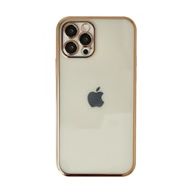 Apple iPhone Uyumlu  12 Pro Uyumlu Kılıf Lensli Silikon - Gold