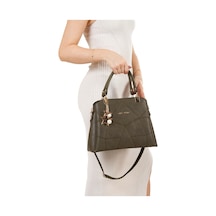 Adelina Bags Kadın Butterfly El Ve Omuz Çantası Kol Çantası Charm Detaylı Haki