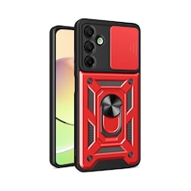 Newface Samsung Galaxy A16 5g Kılıf Pars Lens Yüzüklü Silikon - Kırmızı