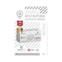 Saytekmed Meltblown Filtreli Yassı İpli 3 Katlı Beyaz Maske (1 Kutu - 50 Adet)