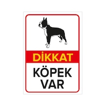 Dikkat Köpek Var Levhası Siyah Beyaz Boston Terrier - Sac Malzeme 50x70cm