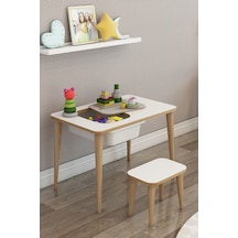 Moniev Çocuk Çalışma Masası Oyun Ve Etkinlik Masası Tekli Masa Beyaz Beyaz