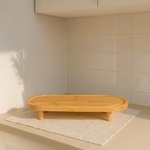Morponi Ayaklı Premium Bambu Sunum Tahtası 35 Cm X 14 Cm Beyaz