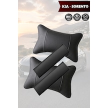 Kia Sorento Uyumlu Deri Yastık Siyah Lüks Set Deri Kemer Koruyucu