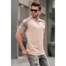 Madmext Bej Desenli Polo Yaka Erkek Tişört 6082-bej Bej
