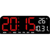 Novahub Kırmızı 9" Büyük Dijital Duvar Saati Sıcaklık Tarih Hafta Zamanlama Geri Sayım Işığa Duyarlı Masa Saati 2 Alarm 12/24h Led Çalar Saat Kırmızı