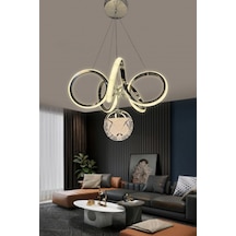 Kıvrım Cam Tek Top Modern Oturma Ledli Avize - - Kumandasız / Krom Krom